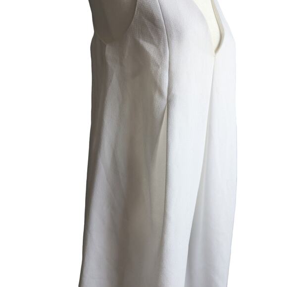 BCBG White Crepe Shift Dress XS Women A Line Sleeveless Cutout Mod VNeck Swing - Picture 14 of 16